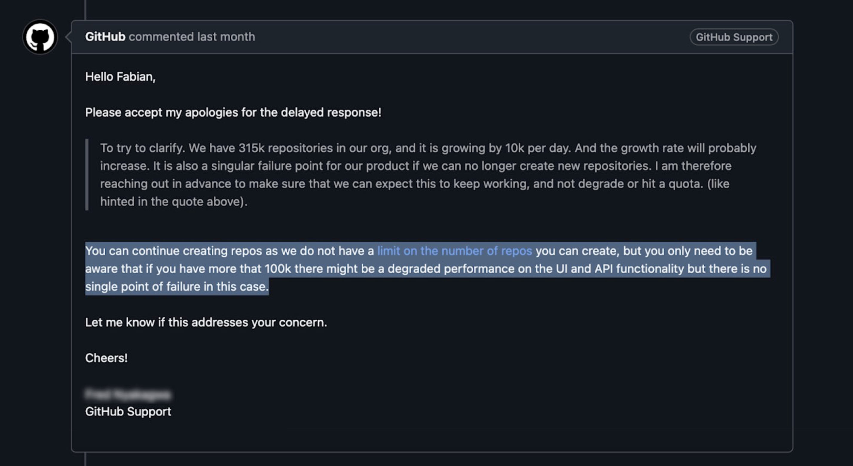 Warning from github warning from github